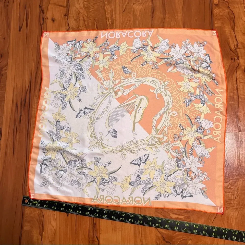 NORACORA Orange Silk Scarf 💗 excellent condition 💗 22 x 22